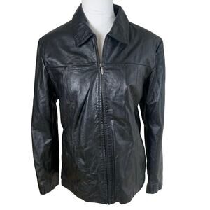 Wilson Leather Sz XL Women's Thinsulate Full Zip Moto Jacket Black Biker Outdoor